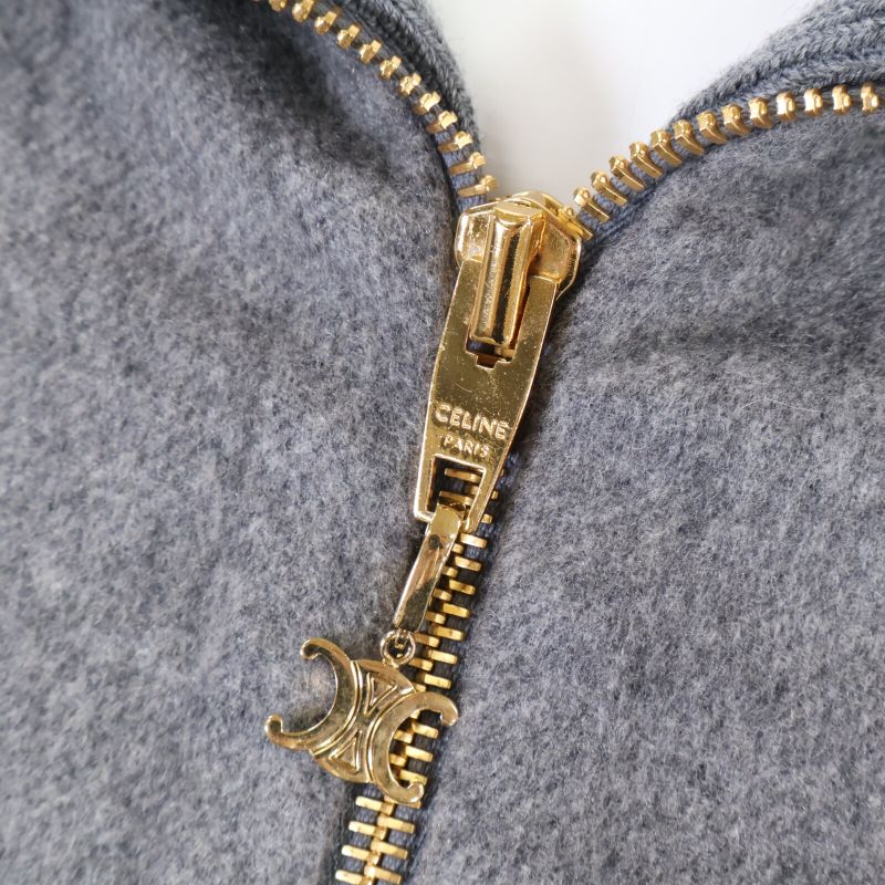 Celine 100% Cashmere Triomphe Hardware Half-zip Pullover 34