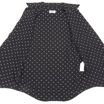 Celine Triomphe Patterned Viscose Long Sleeve Shirt Top Men's Black 38 2c813387z