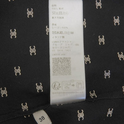 Celine Triomphe Patterned Viscose Long Sleeve Shirt Top Men's Black 38 2c813387z