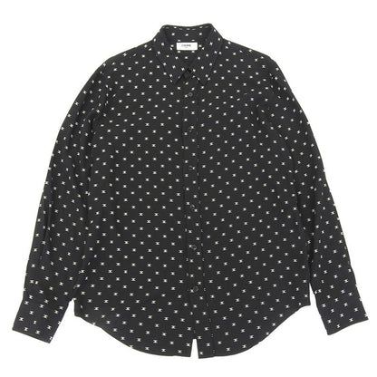 Celine Triomphe Patterned Viscose Long Sleeve Shirt Top Men's Black 38 2c813387z