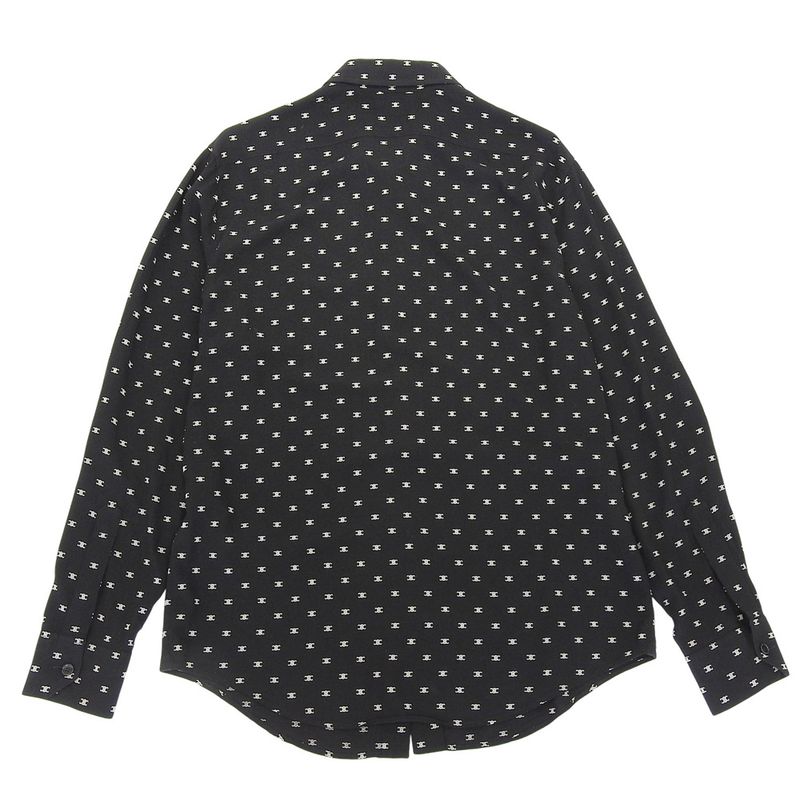 Celine Triomphe Patterned Viscose Long Sleeve Shirt Top Men's Black 38 2c813387z