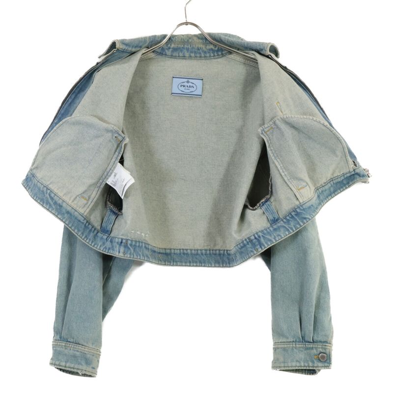 Prada  Genuine Gfb279 Triangle Logo Organic Denim Cropped 38