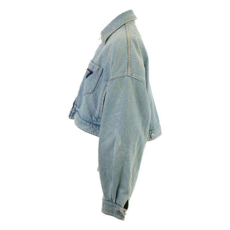 Prada  Genuine Gfb279 Triangle Logo Organic Denim Cropped 38