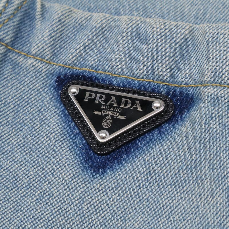Prada  Genuine Gfb279 Triangle Logo Organic Denim Cropped 38