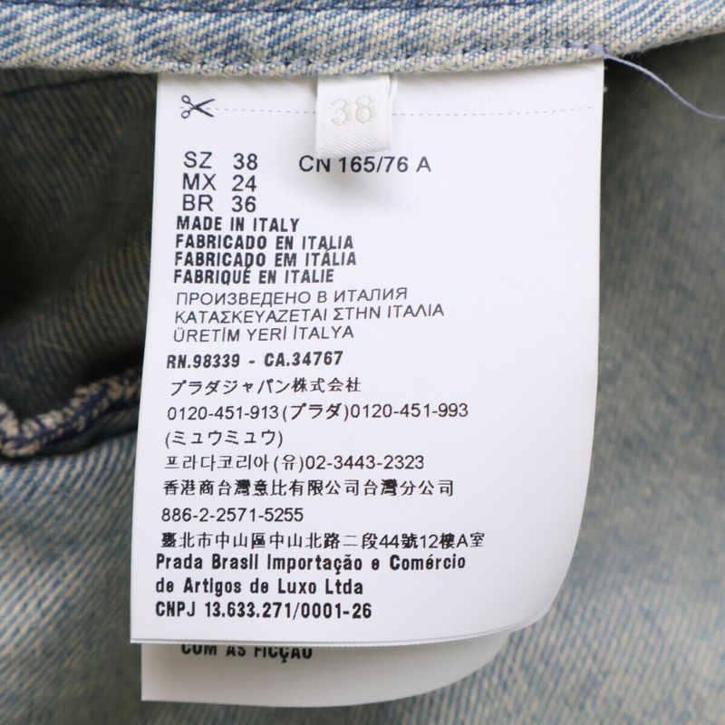 Prada  Genuine Gfb279 Triangle Logo Organic Denim Cropped 38