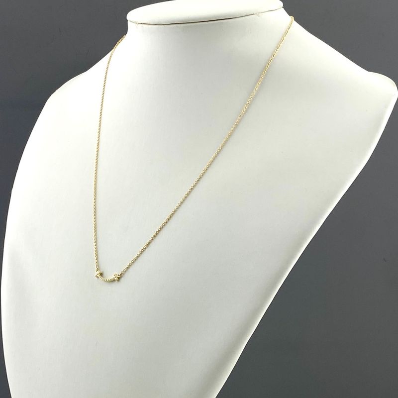 Tiffany & Co Tiffany & Co T Smile Necklace YG Yellow Gold Pendant Melee Diamond