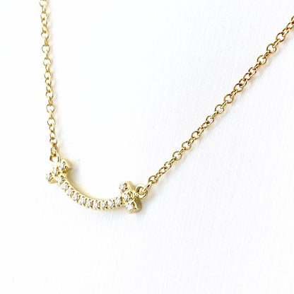 Tiffany & Co Tiffany & Co T Smile Necklace YG Yellow Gold Pendant Melee Diamond