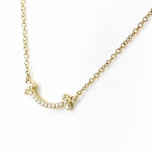 Tiffany & Co Tiffany & Co T Smile Necklace YG Yellow Gold Pendant Melee Diamond