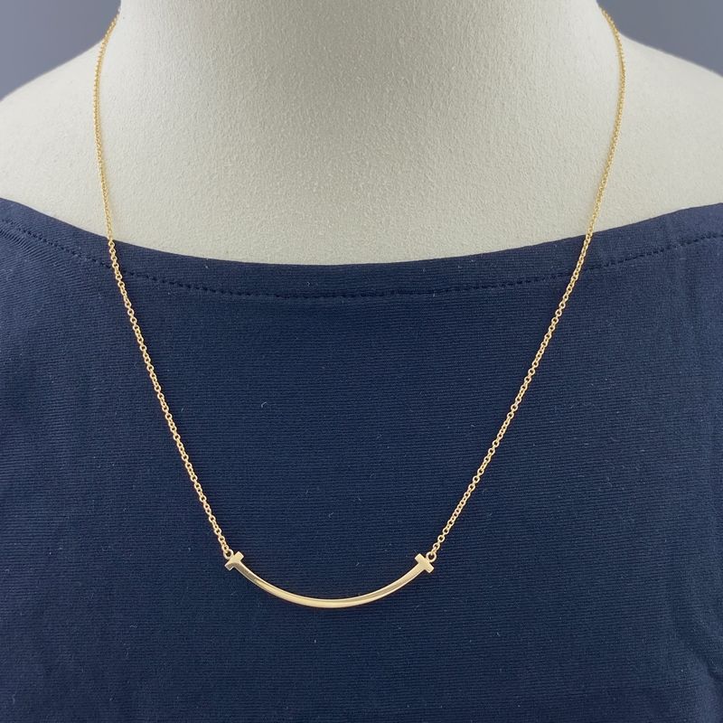 Tiffany & Co Tiffany & Co T Smile Necklace YG Yellow Gold Necklace 750 Ladies