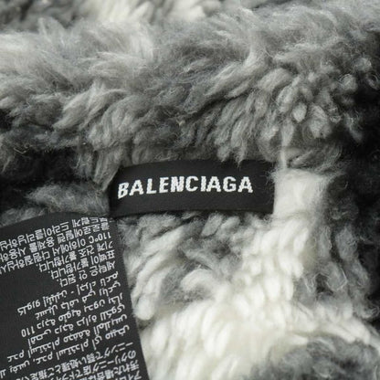 Balenciaga Shawl Scarf Boa Fleece Large Size Camouflage Gray White Black 673572