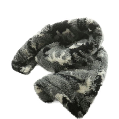 Balenciaga Shawl Scarf Boa Fleece Large Size Camouflage Gray White Black 673572