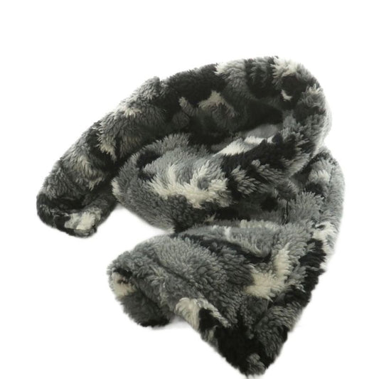 Balenciaga Shawl Scarf Boa Fleece Large Size Camouflage Gray White Black 673572