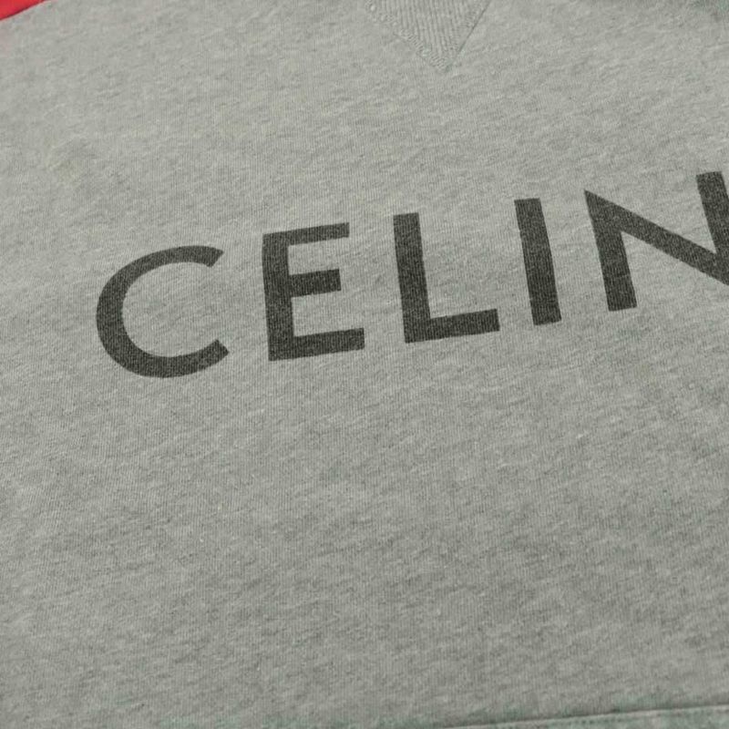 Celine Logo Print Loose Sweatshirt L Grey Red Blue 2y819670q AN67 AA