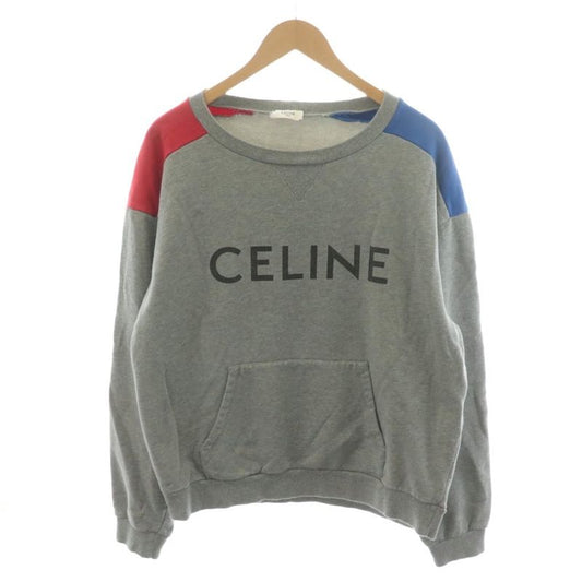 Celine Logo Print Loose Sweatshirt L Grey Red Blue 2y819670q AN67 AA