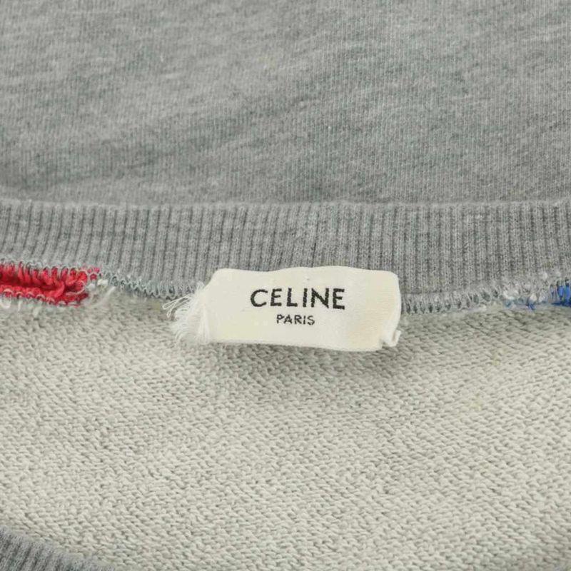 Celine Logo Print Loose Sweatshirt L Grey Red Blue 2y819670q AN67 AA