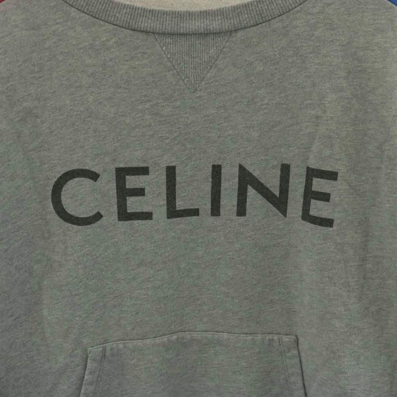 Celine Logo Print Loose Sweatshirt L Grey Red Blue 2y819670q AN67 AA