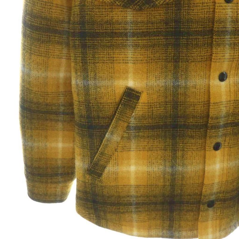 Celine 21AW Checked Quilted Shirt Jacket Blouson Wool Outerwear 46 Yellow Black