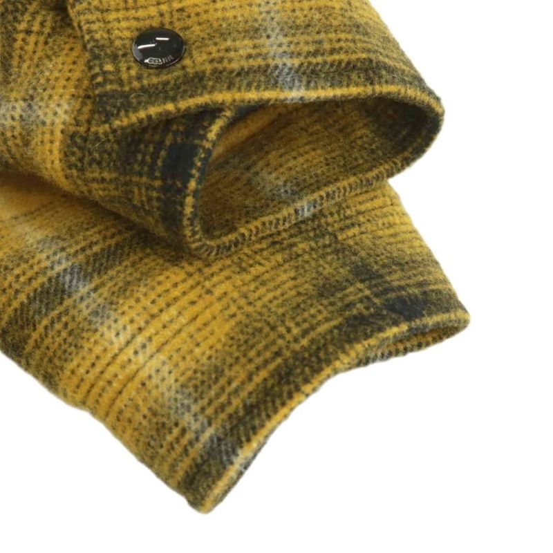 Celine 21AW Checked Quilted Shirt Jacket Blouson Wool Outerwear 46 Yellow Black