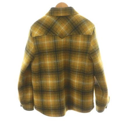 Celine 21AW Checked Quilted Shirt Jacket Blouson Wool Outerwear 46 Yellow Black