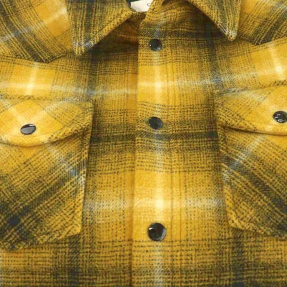Celine 21AW Checked Quilted Shirt Jacket Blouson Wool Outerwear 46 Yellow Black