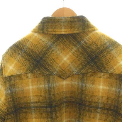 Celine 21AW Checked Quilted Shirt Jacket Blouson Wool Outerwear 46 Yellow Black