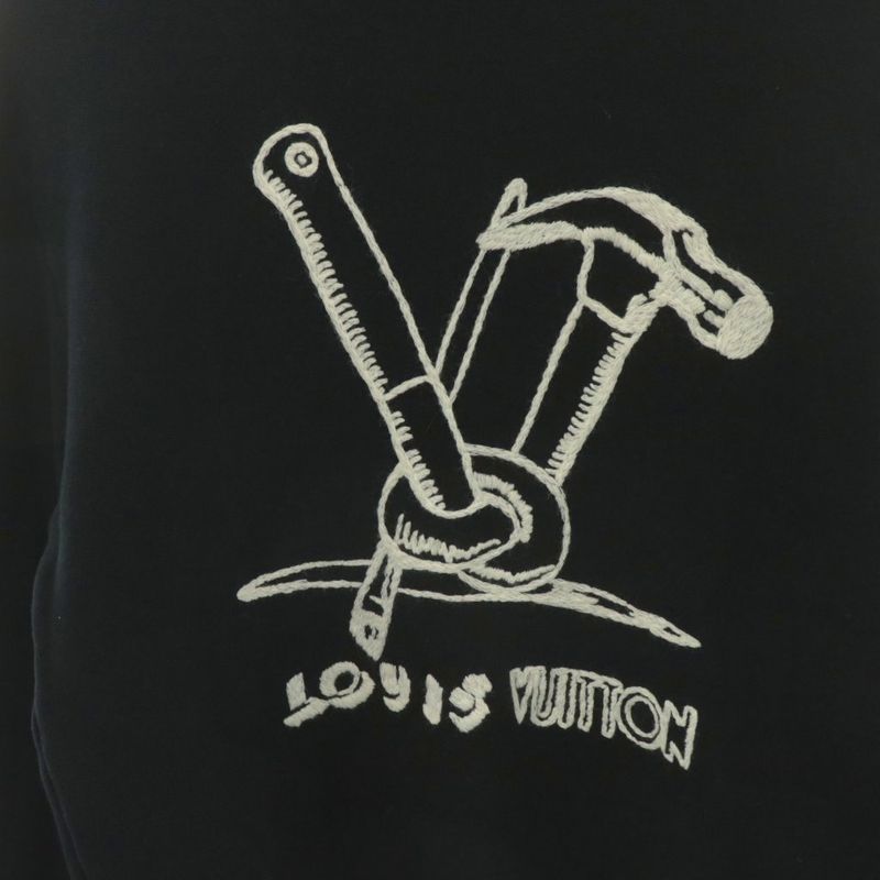 Louis Vuitton 23AW Embroidered Cotton Sweatshirt Logo XS Black Rm232 IHN Hpy79w