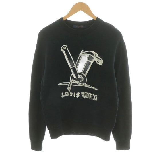 Louis Vuitton 23AW Embroidered Cotton Sweatshirt Logo XS Black Rm232 IHN Hpy79w