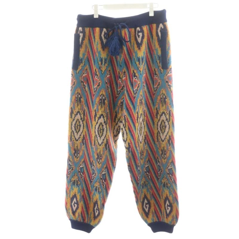 Gucci Tepered Jacquard Knit Sweatpants Jogger Pants Moheya Blend XL Multicolor