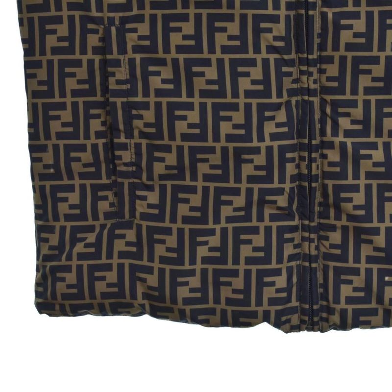 Fendi Reversible Down Vest Zucca Pattern 44 Brown Faa581 A790 AA