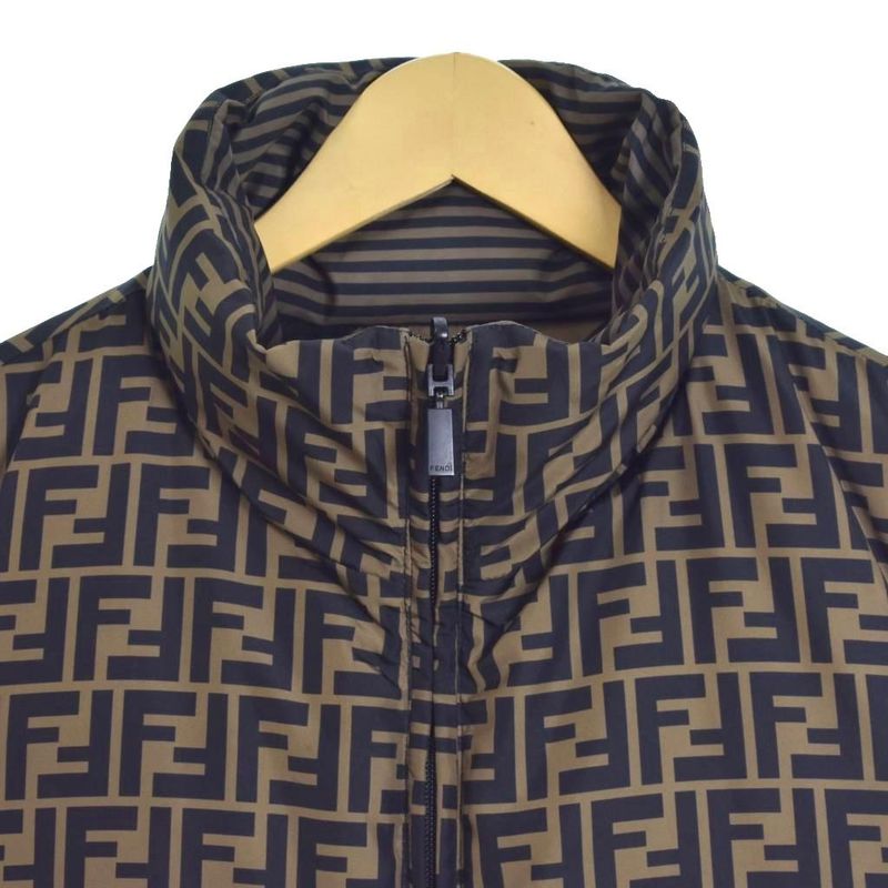 Fendi Reversible Down Vest Zucca Pattern 44 Brown Faa581 A790 AA