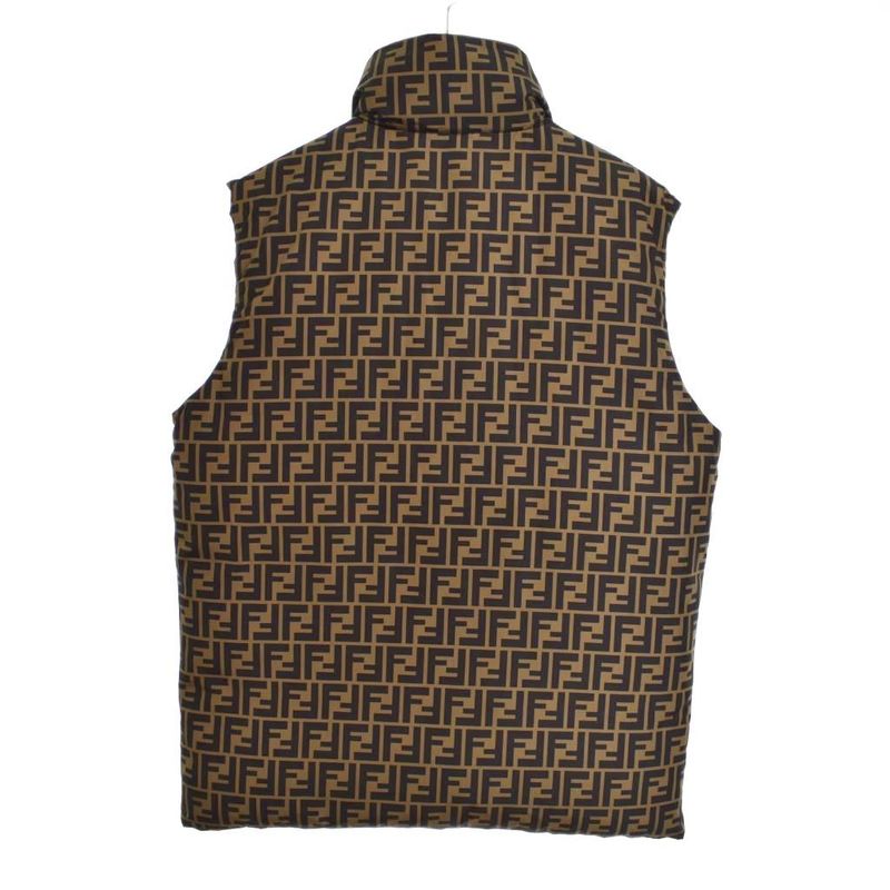 Fendi Reversible Down Vest Zucca Pattern 44 Brown Faa581 A790 AA