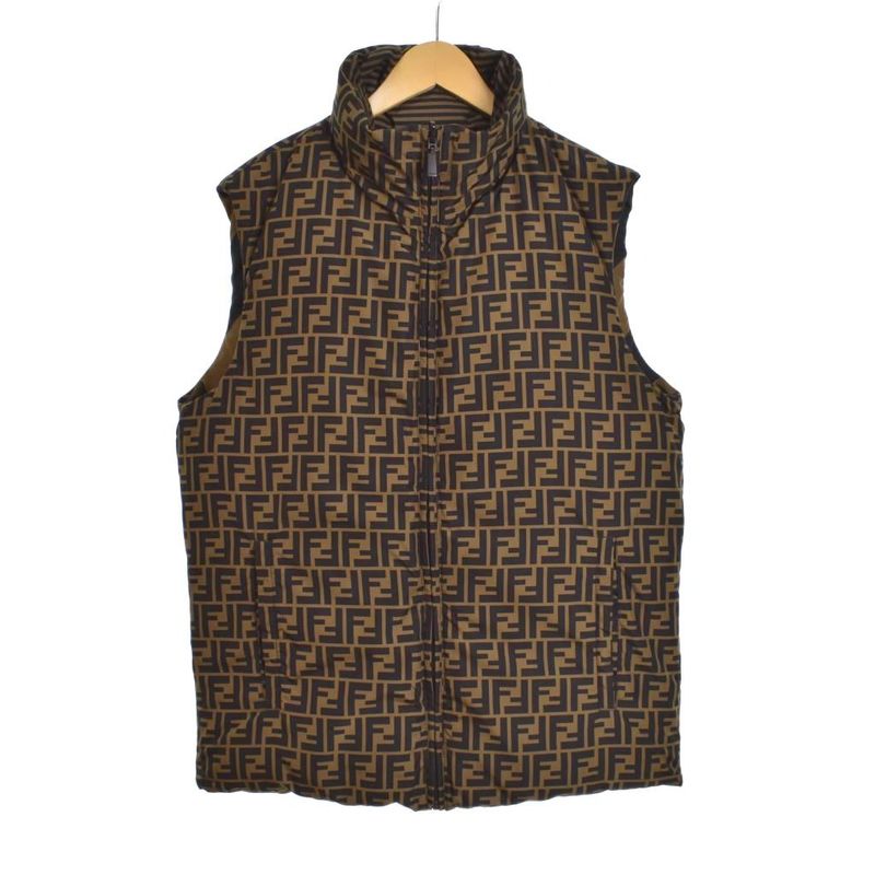 Fendi Reversible Down Vest Zucca Pattern 44 Brown Faa581 A790 AA