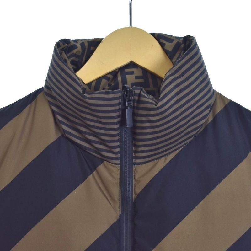 Fendi Reversible Down Vest Zucca Pattern 44 Brown Faa581 A790 AA