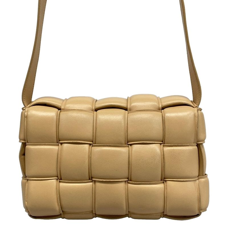 Bottega Veneta Shoulder Bag Padded Cassette Beige Lambskin