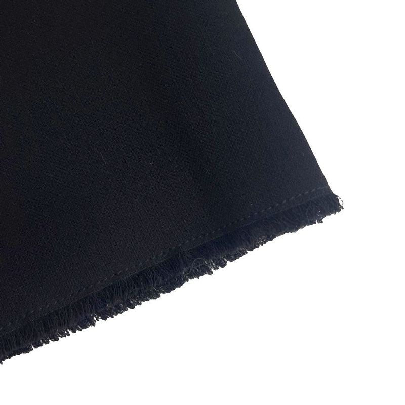 Prada Front Flap Tight Skirt Fringe Wool Knee Length 38 Black