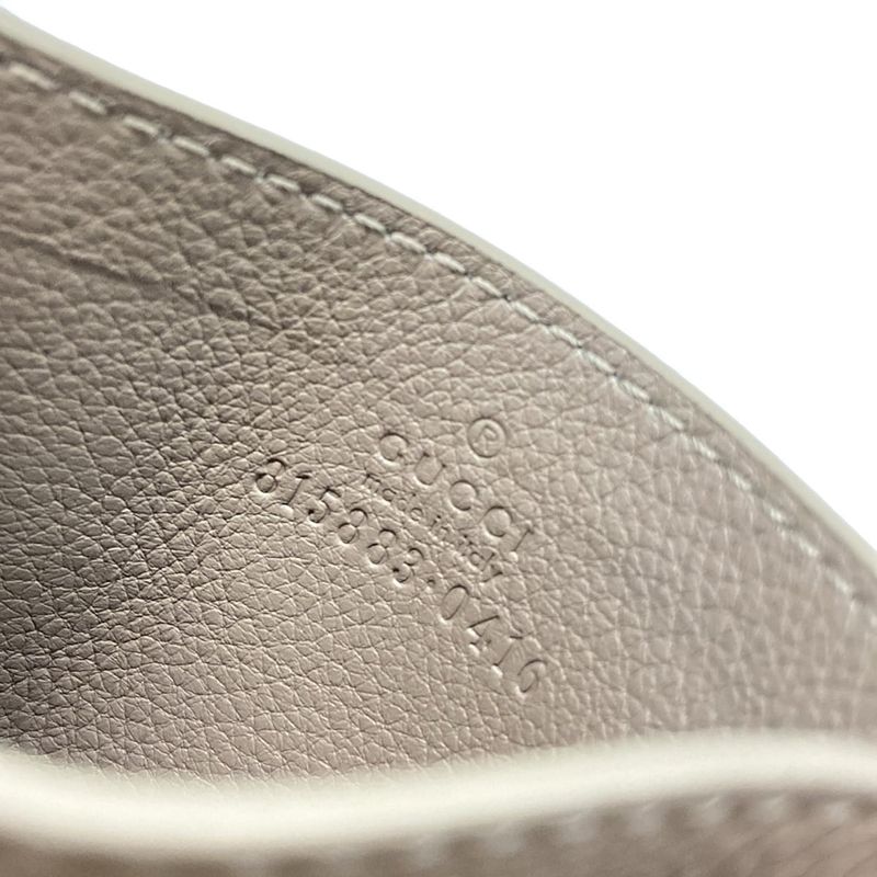 Gucci Card Case GG Emblem 815883 Beige Leather