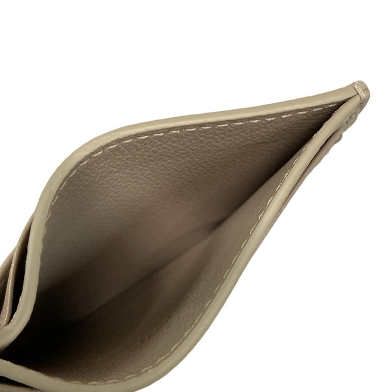 Gucci Card Case GG Emblem 815883 Beige Leather