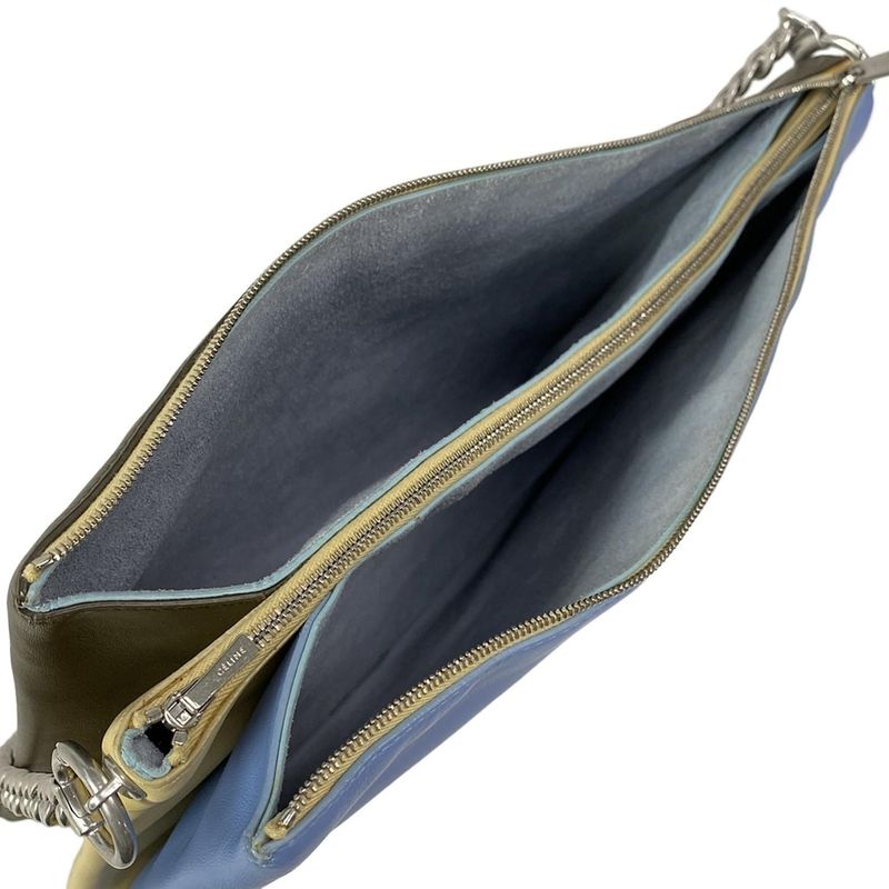 Celine Shoulder Bag - 172843qrb33la Blue Dark Brown And Ivory Chain Shoulder