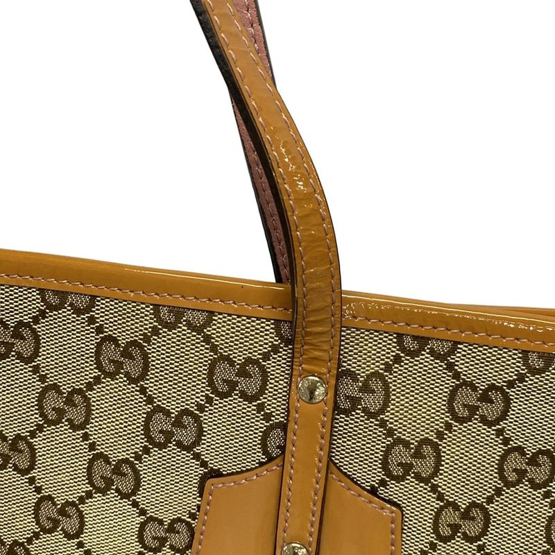 Gucci Tote Bag GG Pattern 211971 Beige×dark Brown×multi Leather
