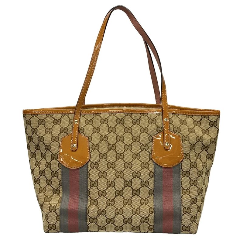 Gucci Tote Bag GG Pattern 211971 Beige×dark Brown×multi Leather