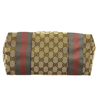 Gucci Tote Bag GG Pattern 211971 Beige×dark Brown×multi Leather