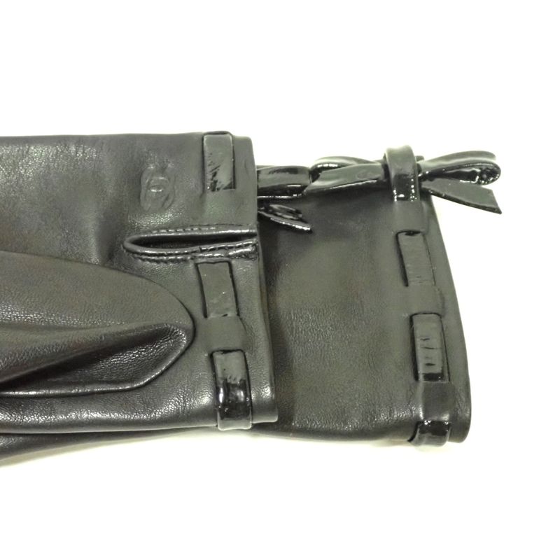 Chanel Gloves Women - Black Ribbon Leather  Lambskin