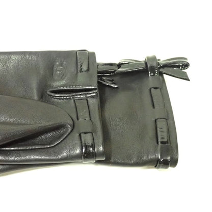 Chanel Gloves Women - Black Ribbon Leather  Lambskin