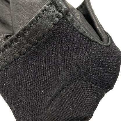 Hermes Gloves 7 1/2 Ladies Black Silver Hardware / Kelly Charm Lambskin