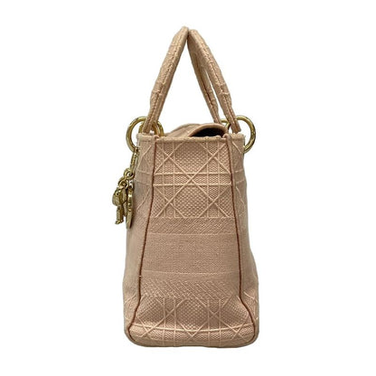 Dior/christian Dior Tote Lady Deelight Medium Bag Pink Gold Hardware /canage