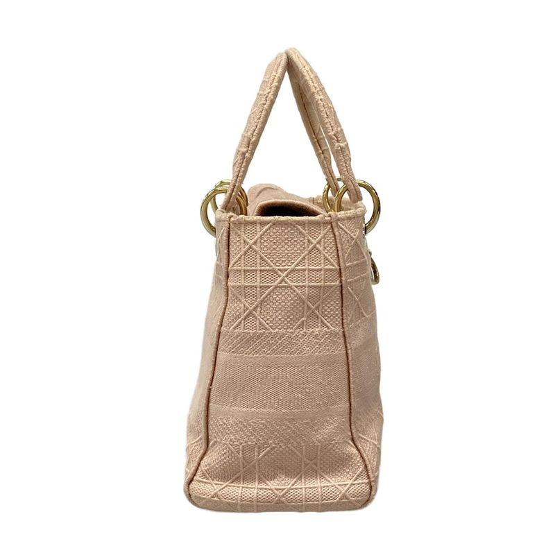 Dior/christian Dior Tote Lady Deelight Medium Bag Pink Gold Hardware /canage