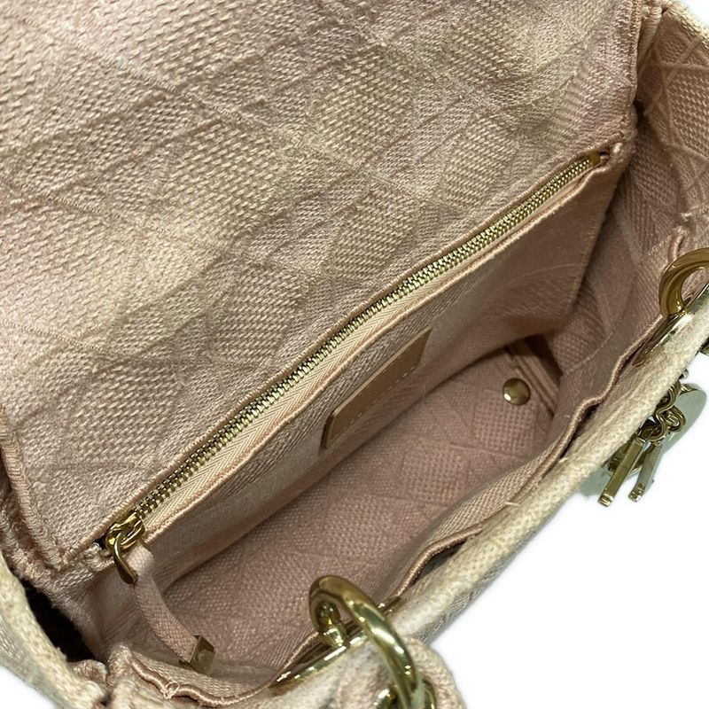 Dior/christian Dior Tote Lady Deelight Medium Bag Pink Gold Hardware /canage