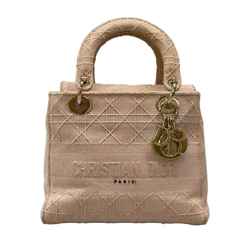 Dior/christian Dior Tote Lady Deelight Medium Bag Pink Gold Hardware /canage