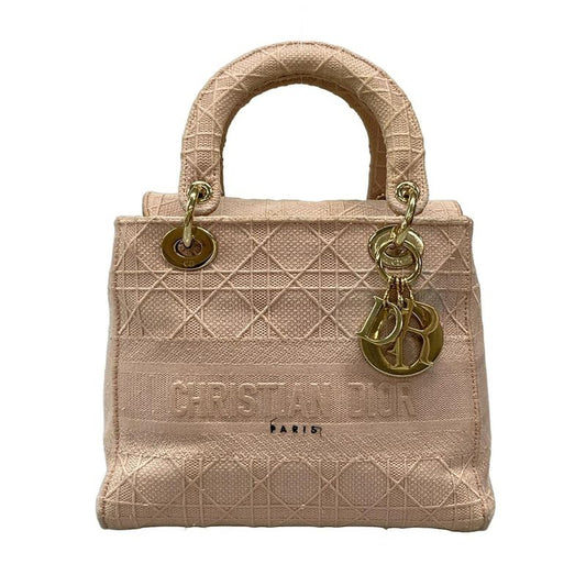 Dior/christian Dior Tote Lady Deelight Medium Bag Pink Gold Hardware /canage