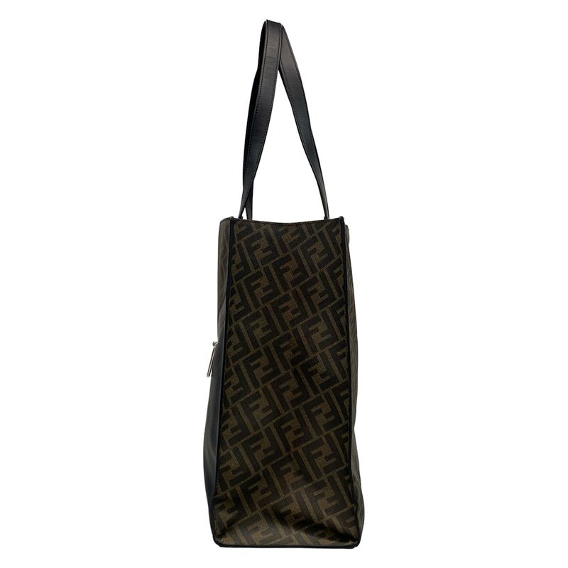 Fendi Tote Bag Zucca Pattern 7va480 Brown And Black 2way Leather